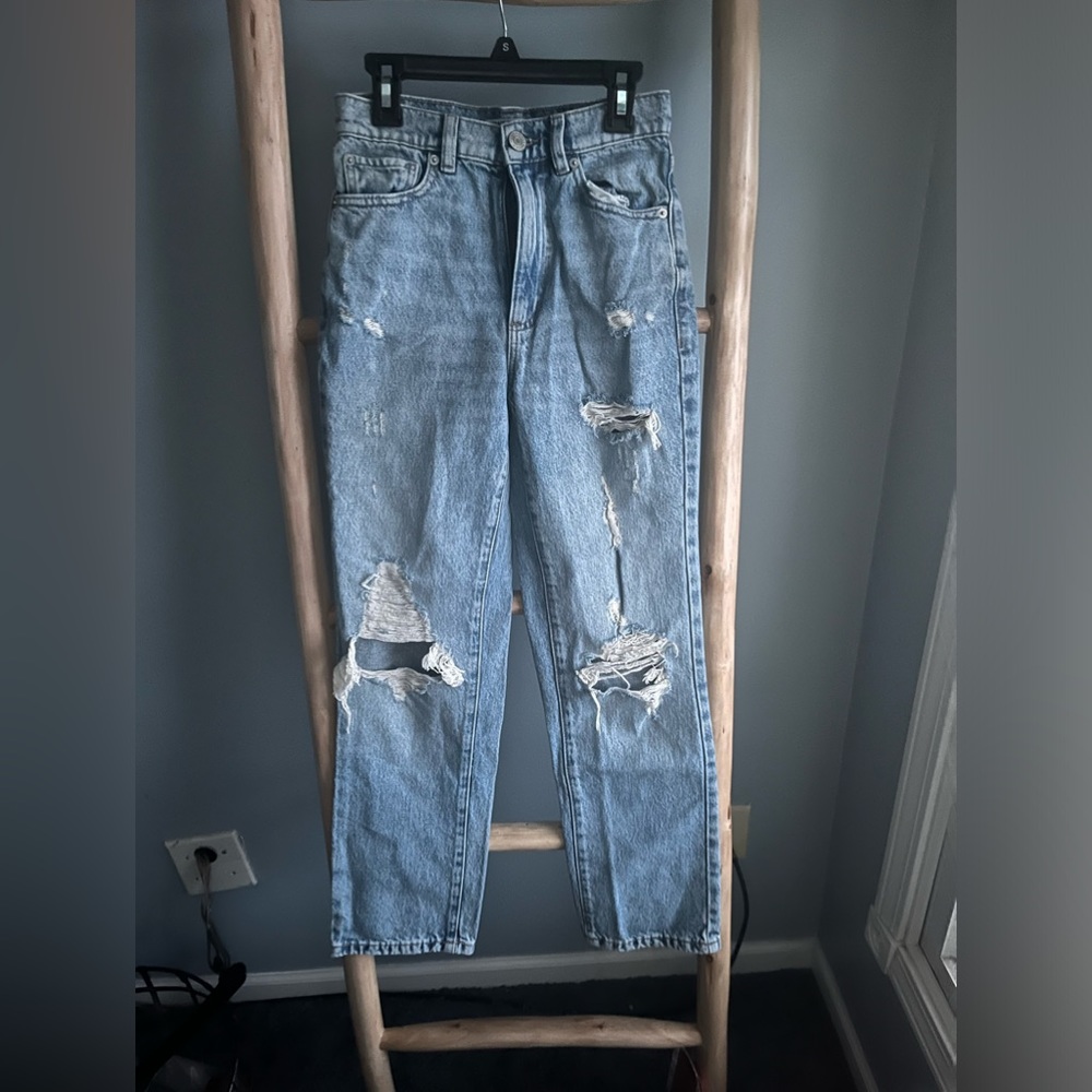 Garage ripped straight jeans